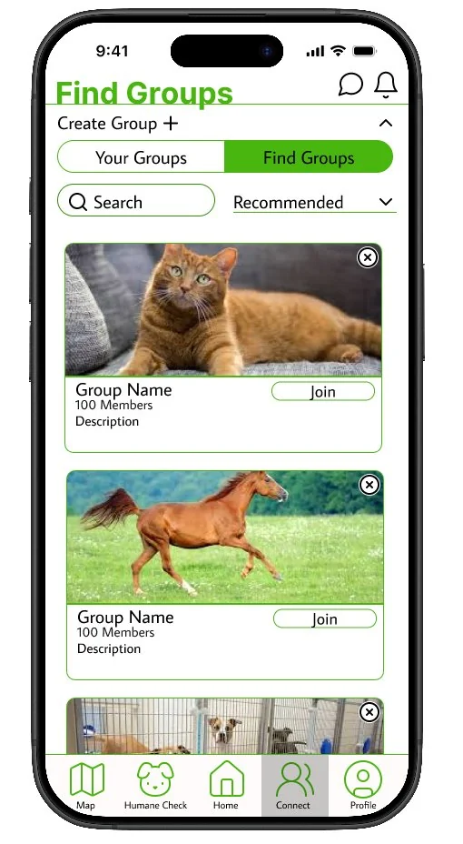 Browsing and searching for new groups to join.