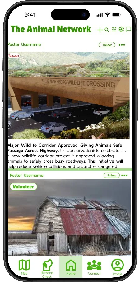 First high-fidelity prototype of the home feed, applying the green colour scheme and Material Design 3 components.