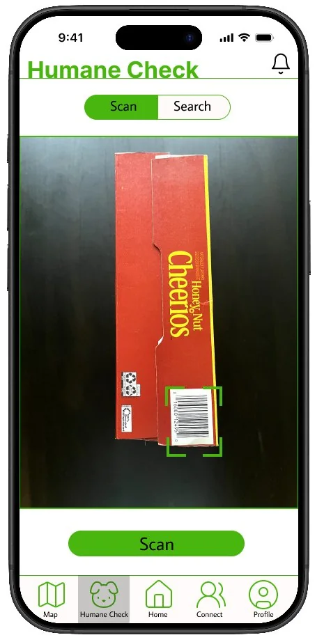 First high-fidelity prototype of the barcode scan mode.